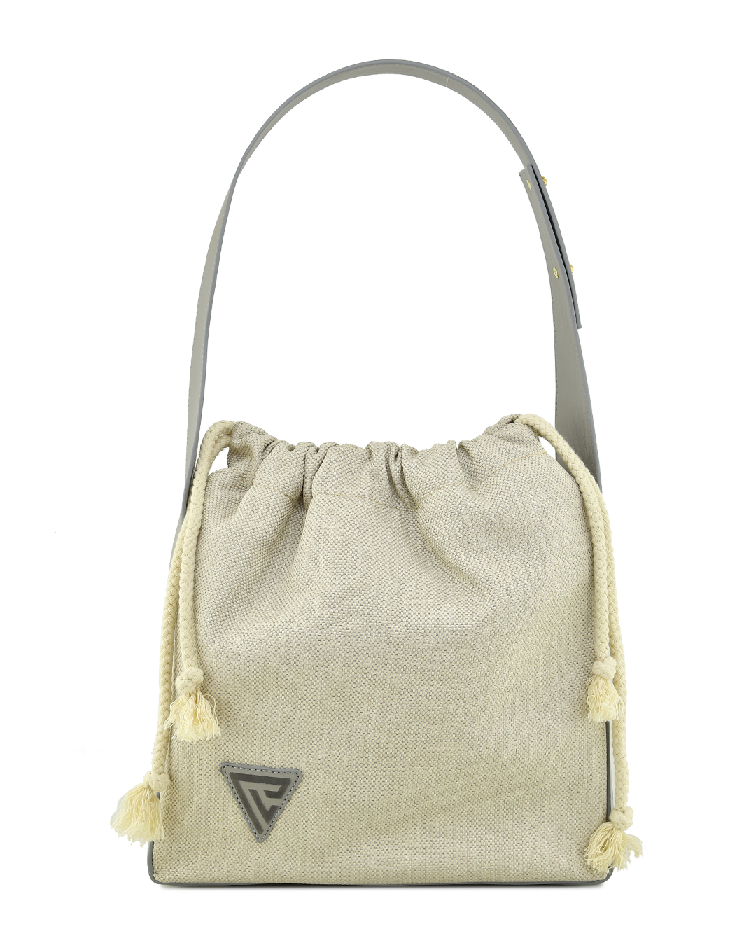 Persa London canvas tote with grey leather trim