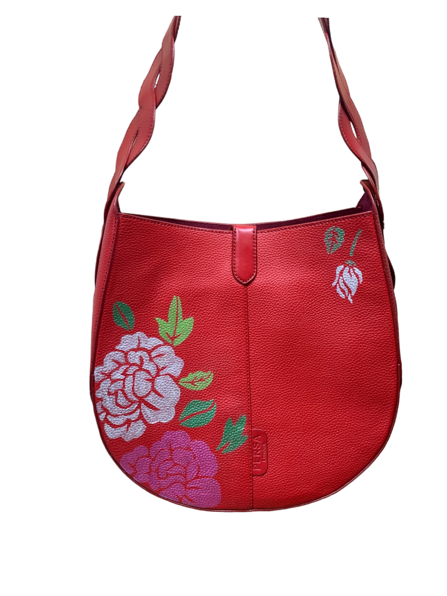 Slouchy hand-painted shoulder bag with abstract finish