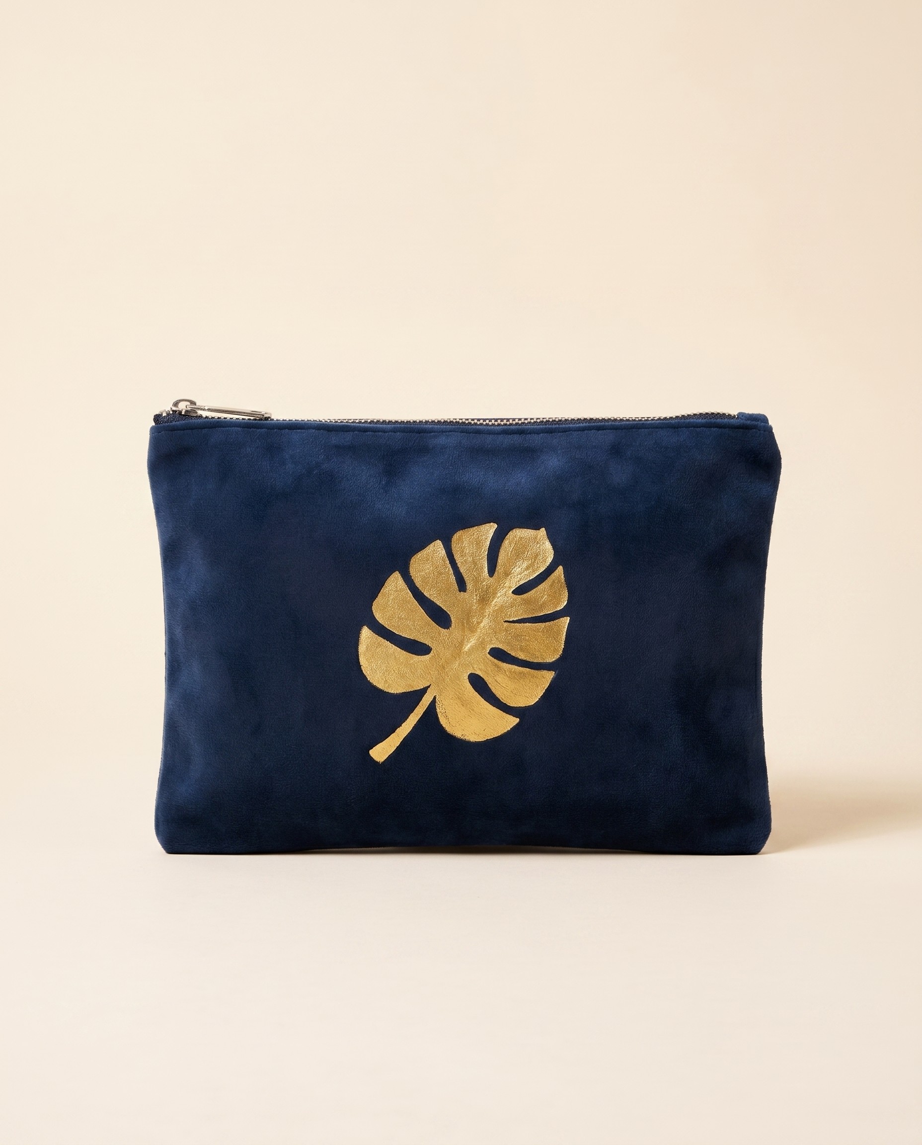 Make-up bag gold jungle leaf